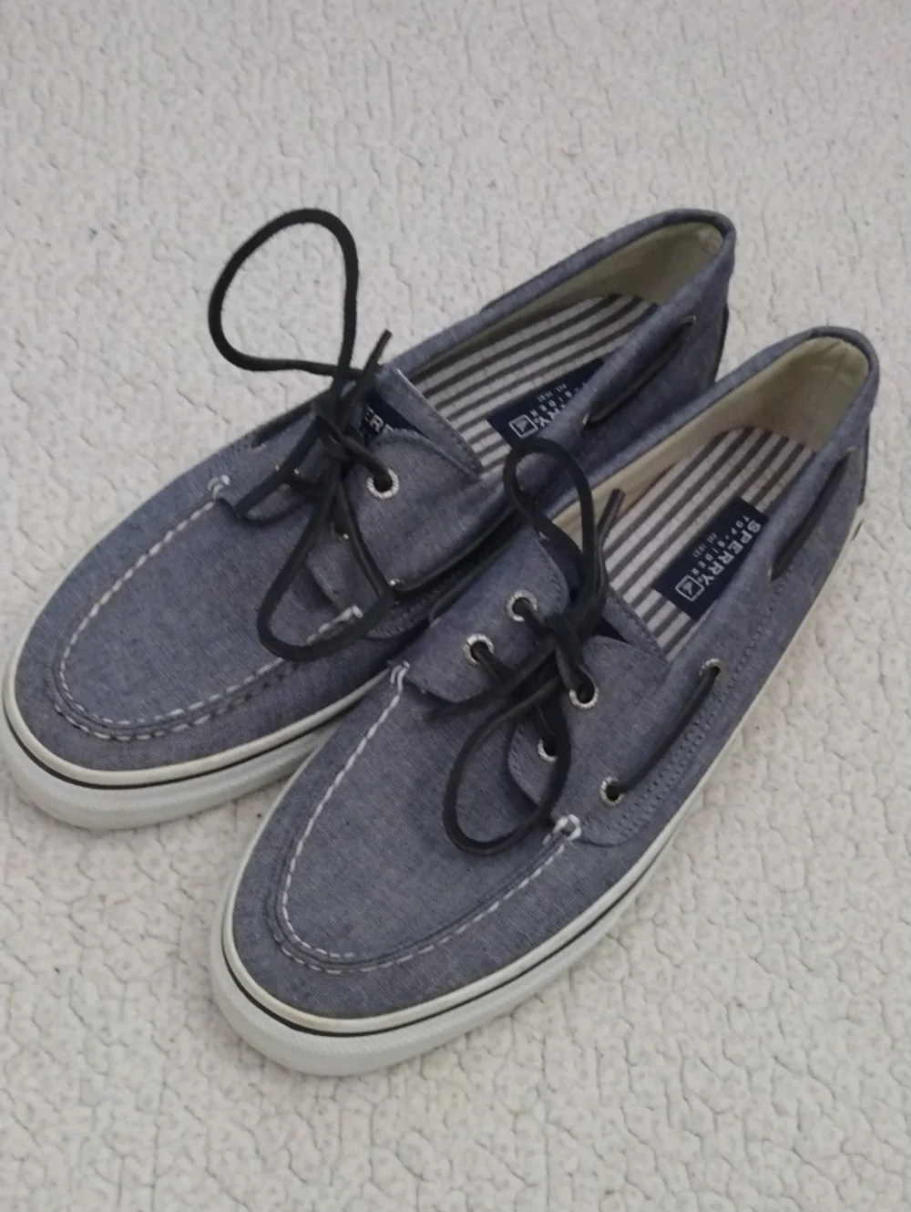 Sperry Steel Blue Bahama 2 Canvas Boat Shoes  10.5M